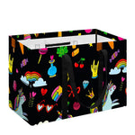 Black Girly Unicorn Pattern Print Utility Tote Bag