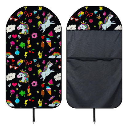 Black Girly Unicorn Pattern Print Waterproof Car Seat Cover