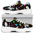 Black Girly Unicorn Pattern Print White Chunky Shoes