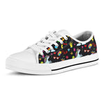 Black Girly Unicorn Pattern Print White Low Top Sneakers