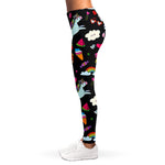 Black Girly Unicorn Pattern Print Women's Leggings