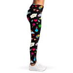 Black Girly Unicorn Pattern Print Women's Leggings