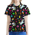 Black Girly Unicorn Pattern Print Women's Polo Shirt