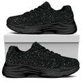 Black (NOT Real) Glitter Print Black Chunky Shoes