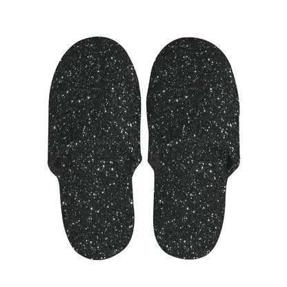 Black Glitter Artwork Print (NOT Real Glitter) Slippers