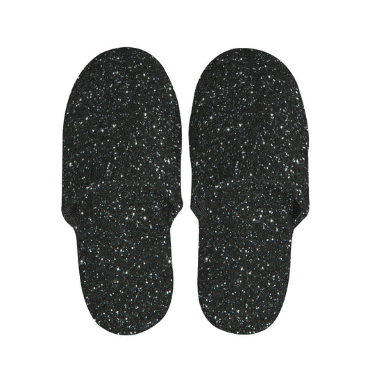 Black Glitter Artwork Print (NOT Real Glitter) Slippers