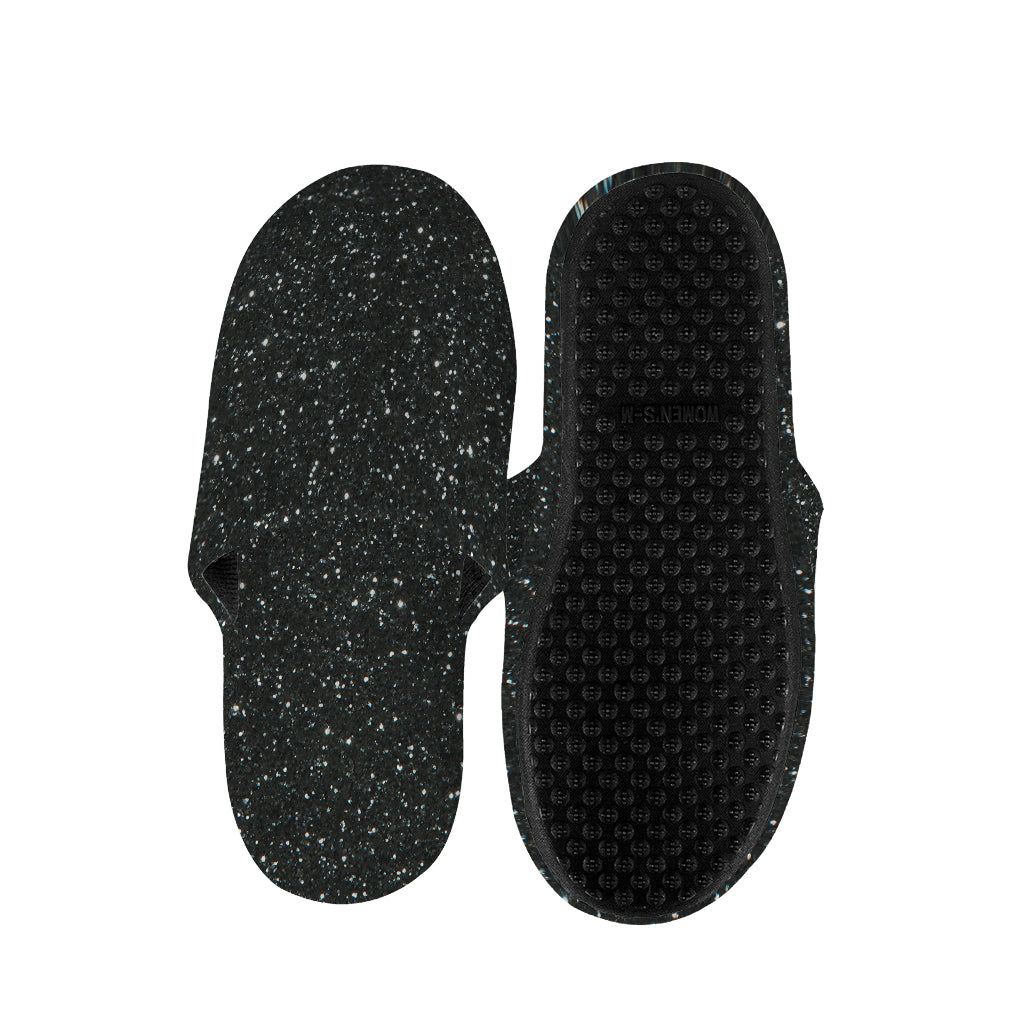 Black Glitter Artwork Print (NOT Real Glitter) Slippers