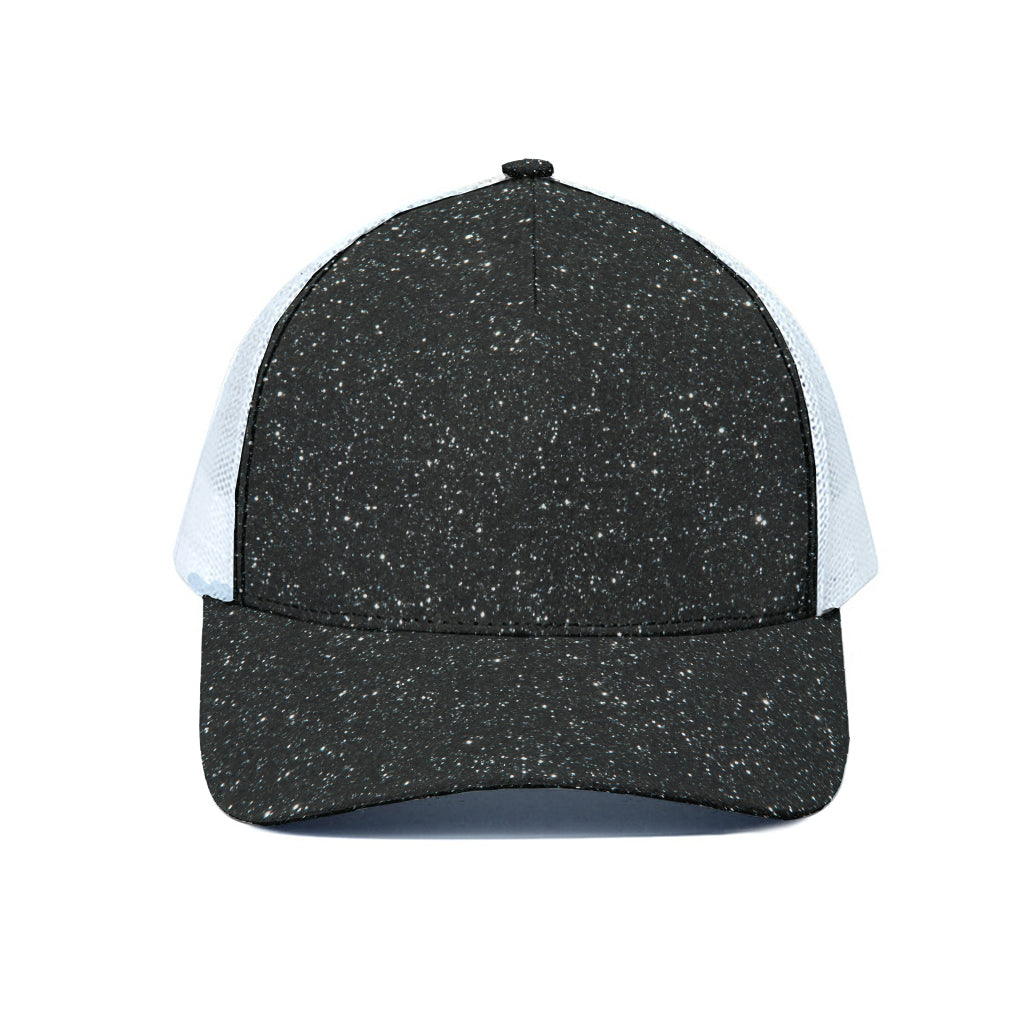 Black Glitter Artwork Print (NOT Real Glitter) White Mesh Trucker Cap