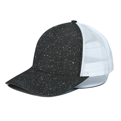 Black Glitter Artwork Print (NOT Real Glitter) White Mesh Trucker Cap