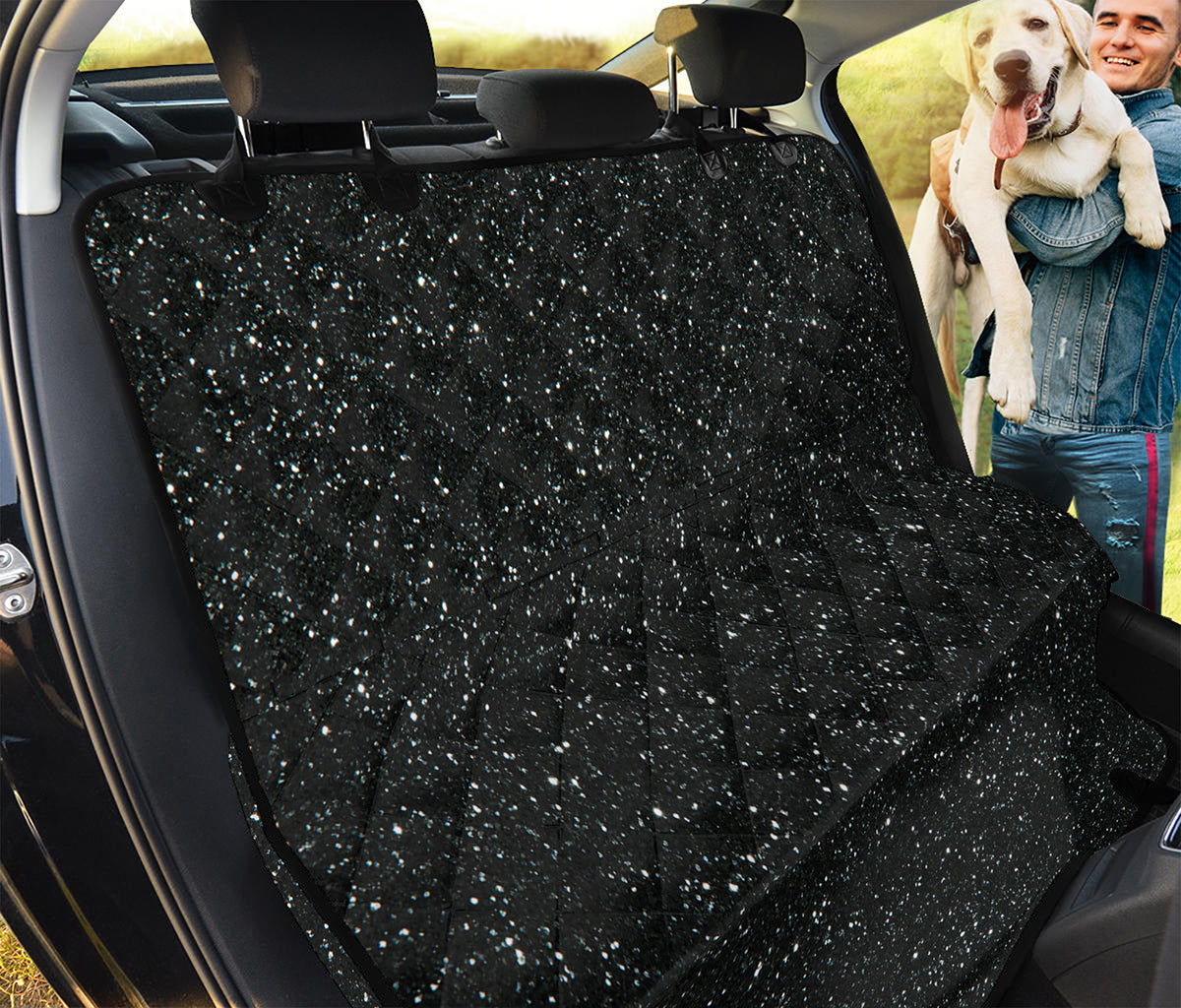 Black (NOT Real) Glitter Print Pet Car Back Seat Cover