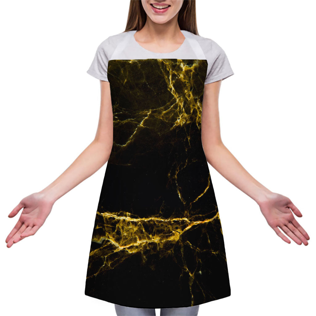Black Gold Marble Print Adjustable Apron