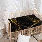 Black Gold Marble Print Baby Crib Sheet