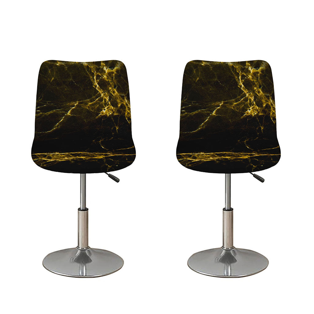 Black Gold Marble Print Bar Stool Covers