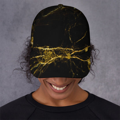 Black Gold Marble Print Baseball Cap