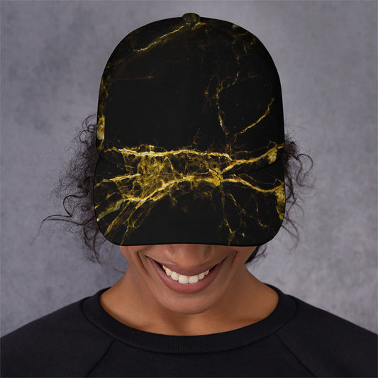 Black Gold Marble Print Baseball Cap