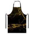 Black Gold Marble Print Bib Apron With Pocket