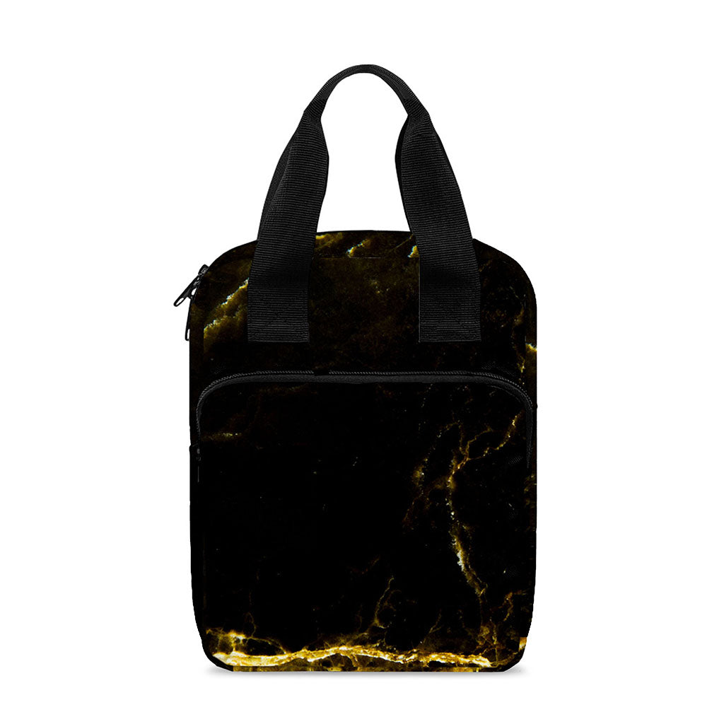 Black Gold Marble Print Bible Tote Bag