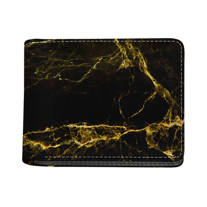 Black Gold Marble Print Bifold Wallet