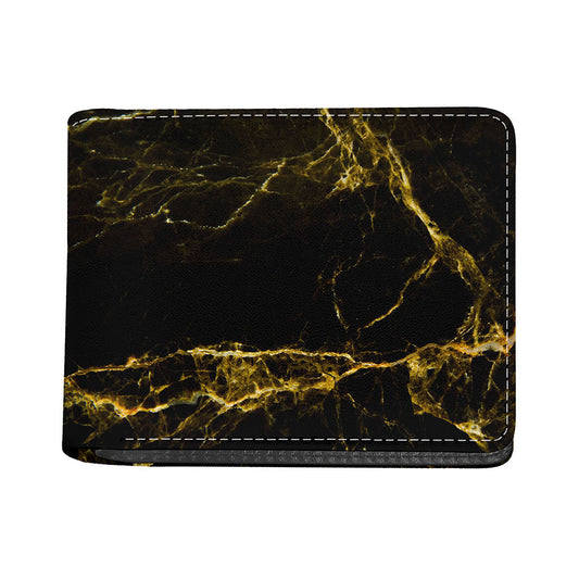 Black Gold Marble Print Bifold Wallet