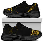 Black Gold Marble Print Black Chunky Shoes