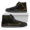 Black Gold Marble Print Black High Top Sneakers