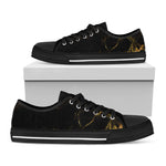 Black Gold Marble Print Black Low Top Sneakers