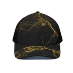 Black Gold Marble Print Black Mesh Trucker Cap