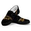 Black Gold Marble Print Black Slip On Sneakers