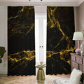 Black Gold Marble Print Dimout Pencil Pleat Curtains
