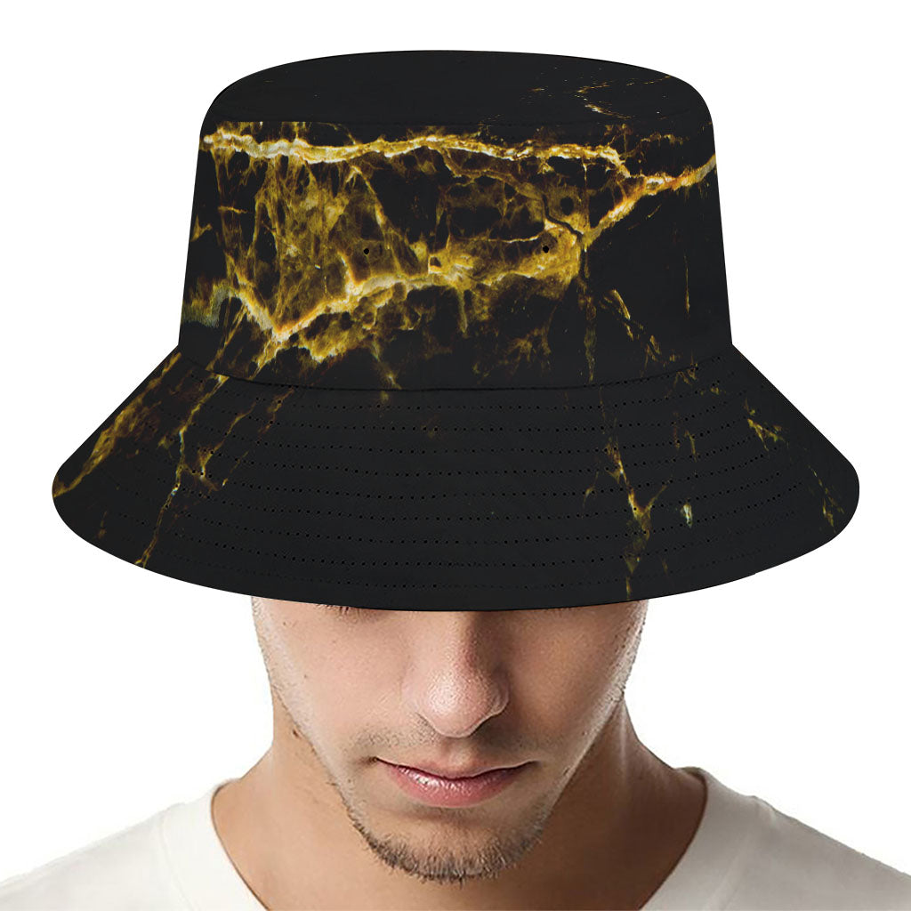Black Gold Marble Print Bucket Hat