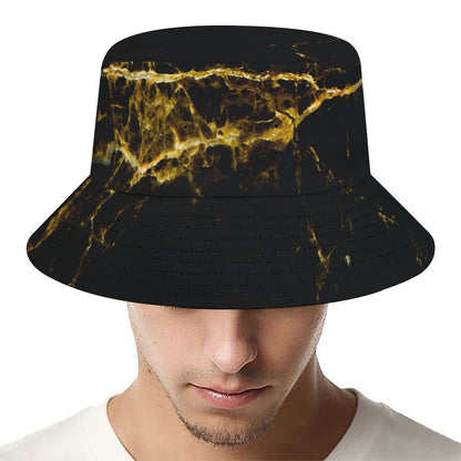 Black Gold Marble Print Bucket Hat
