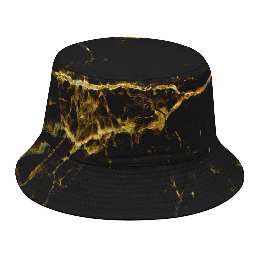 Black Gold Marble Print Bucket Hat