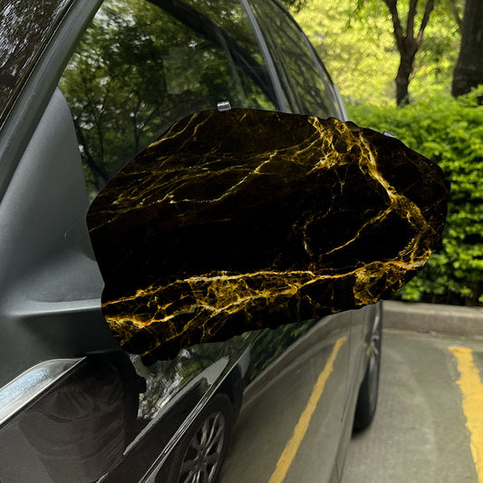 Black Gold Marble Print Car Side Mirror Covers