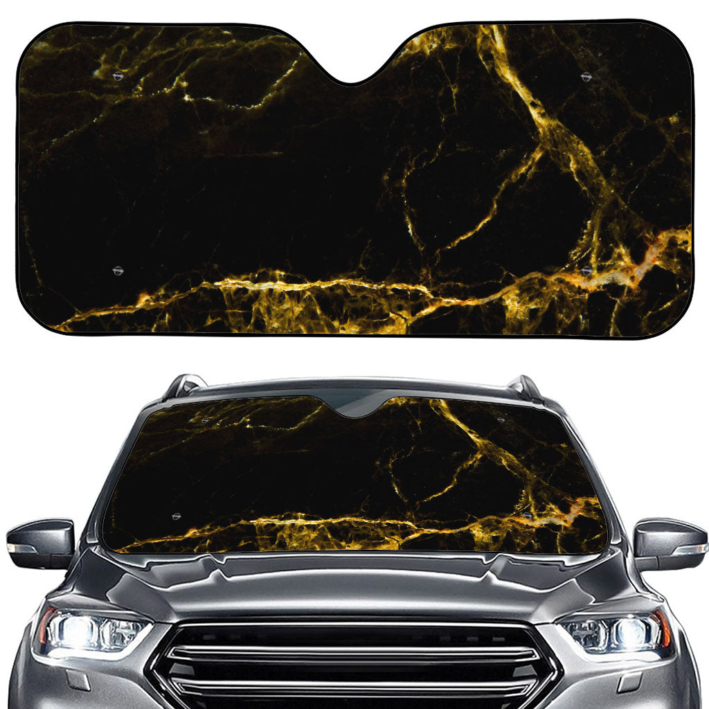 Black Gold Marble Print Car Windshield Sun Shade