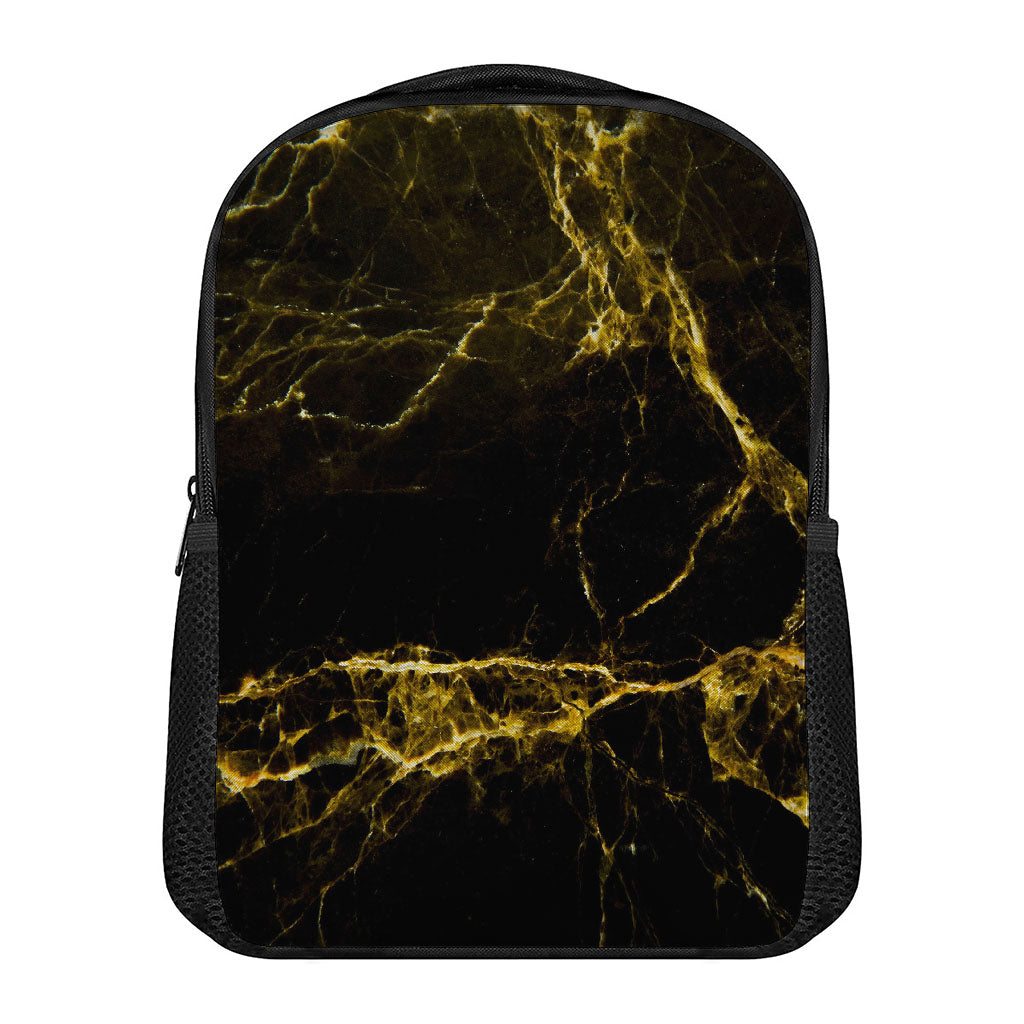 Black Gold Marble Print Casual Backpack