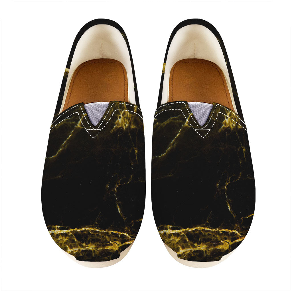 Black Gold Marble Print Casual Shoes