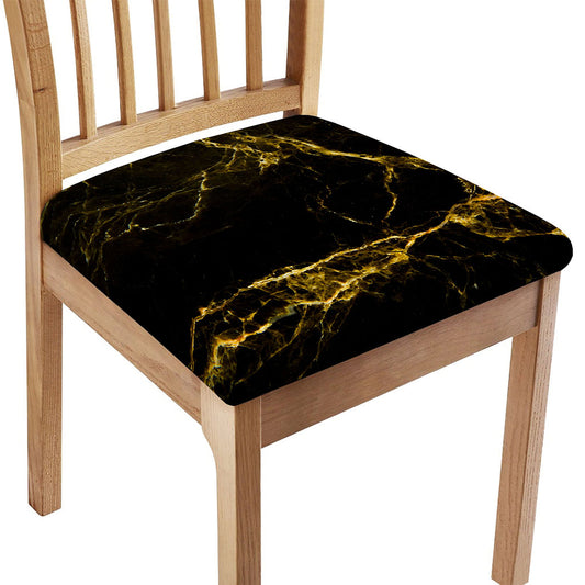 Black Gold Marble Print Chair Cushion Cover