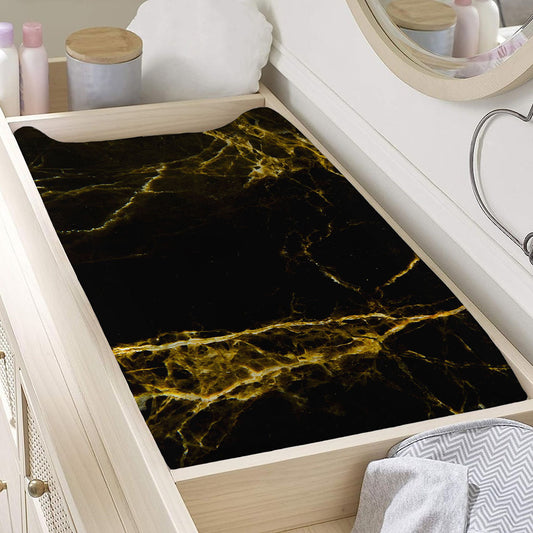 Black Gold Marble Print Changing Pad Cover
