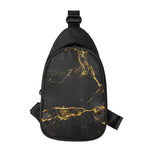 Black Gold Marble Print Chest Bag