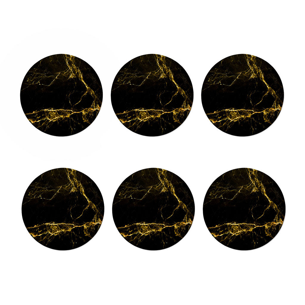 Black Gold Marble Print Coaster Set