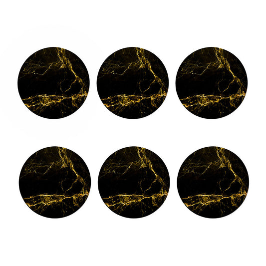 Black Gold Marble Print Coaster Set
