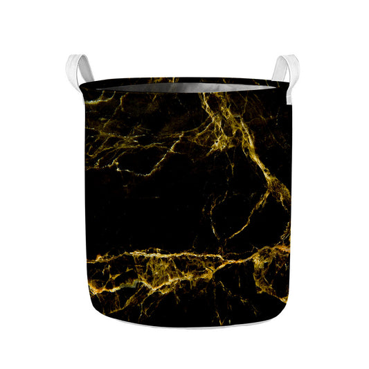 Black Gold Marble Print Collapsible Laundry Basket