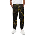 Black Gold Marble Print Cotton Sweatpants