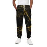 Black Gold Marble Print Cotton Pants