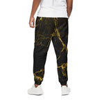 Black Gold Marble Print Cotton Pants