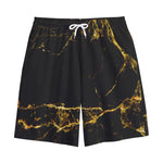 Black Gold Marble Print Cotton Shorts