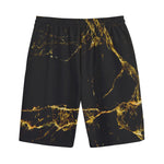 Black Gold Marble Print Cotton Shorts