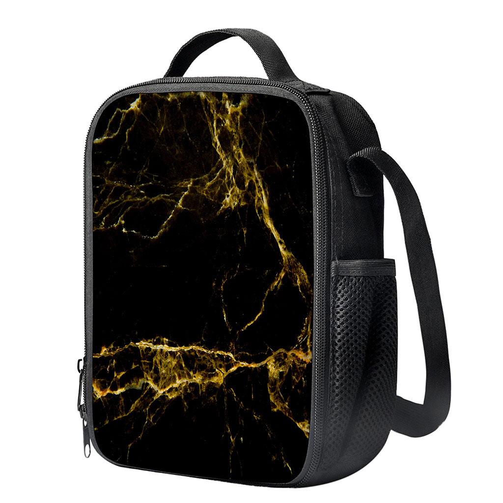 Black Gold Marble Print Crossbody Lunch Bag