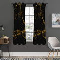 Black Gold Marble Print Grommet Curtain Panels