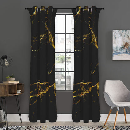 Black Gold Marble Print Curtain